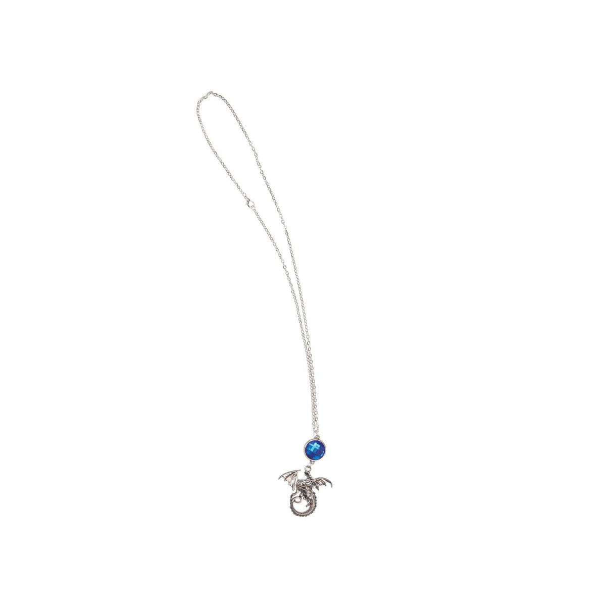 Dragon Pendant Necklace, Silver & Blue
