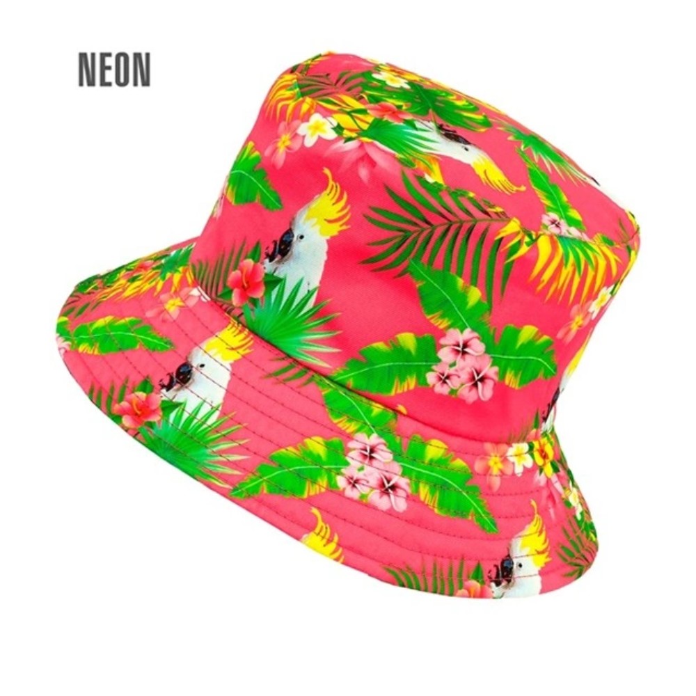 Pink Summer Party Bucket Hat — A bright pink bucket hat in lightweight polyester with a soft, full brim.