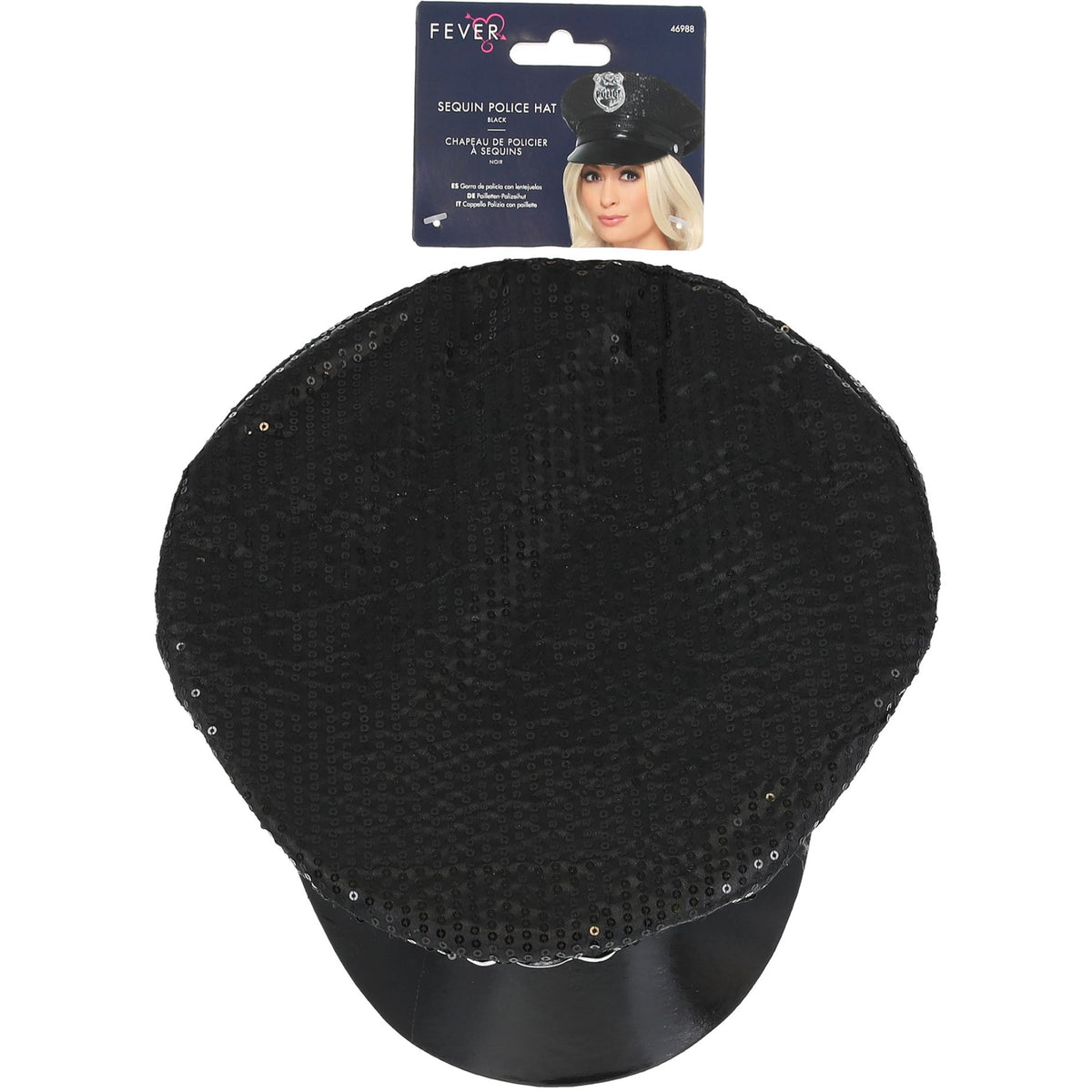 Sequin Police Hat, Black, view 2