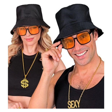 90s Hip Hop Glasses with Orange Lenses — view 2