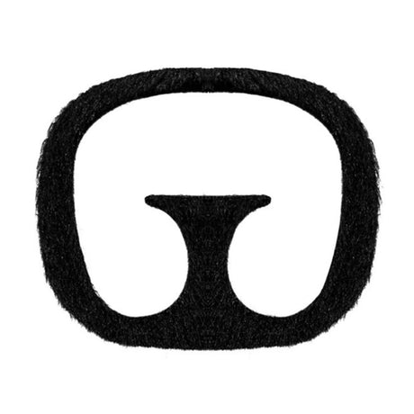 Adhesive Goatee Beard — A small pointed black goatee in synthetic hair, shaped to sit on the chin just below the lower lip.