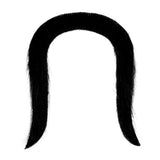 Adhesive Long Drooping Moustache — A black synthetic moustache with two long thin tails that hang well below the chin.