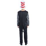 Adult Dr Seuss Cat in the Hat costume shown from the back