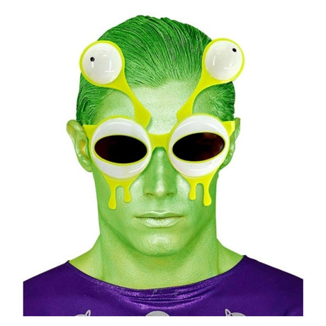 Alien novelty glasses, detail of the sprung eye stalks