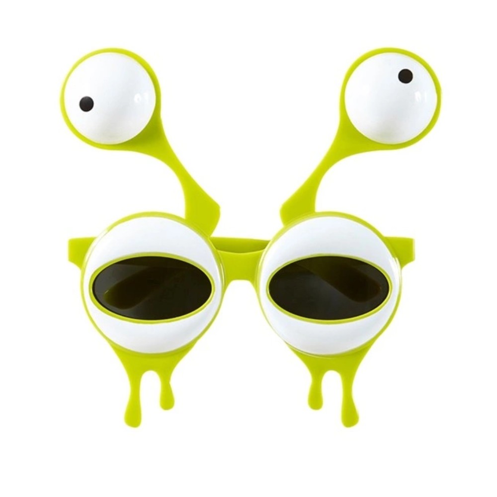 Lime green alien novelty glasses with eyeballs on sprung stalks