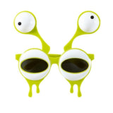 Lime green alien novelty glasses with eyeballs on sprung stalks