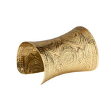 Ancient Egyptian Bracelet — A wide gold-tone metal bracelet in the plain ancient shape used for Egyptian, Greek and Roman costum