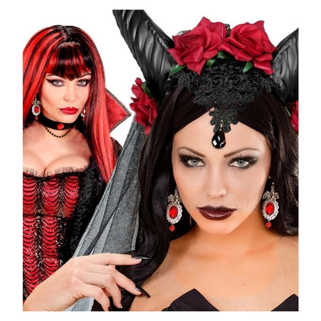 Bat Earrings with Red Gems — view 3