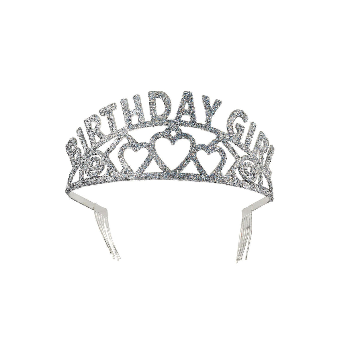 Birthday Girl Glitter Tiara, Silver