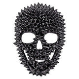 Black Spiked Skull Mask — A matt black skull mask with deep hollow eye sockets and rows of spikes running back over the crown 