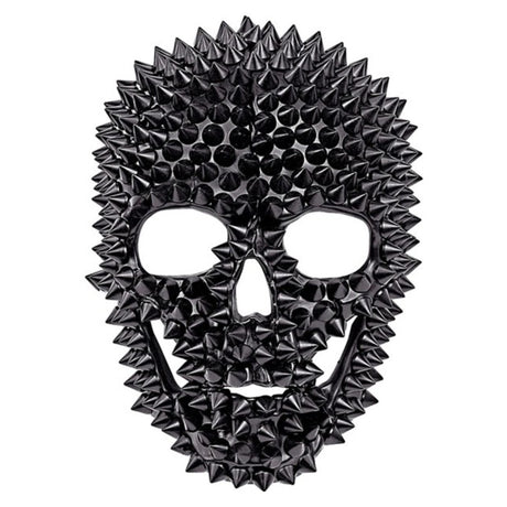 Black Spiked Skull Mask — A matt black skull mask with deep hollow eye sockets and rows of spikes running back over the crown 