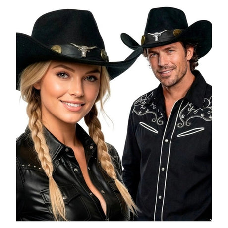 Black Suede Look Cowboy Hat — view 2