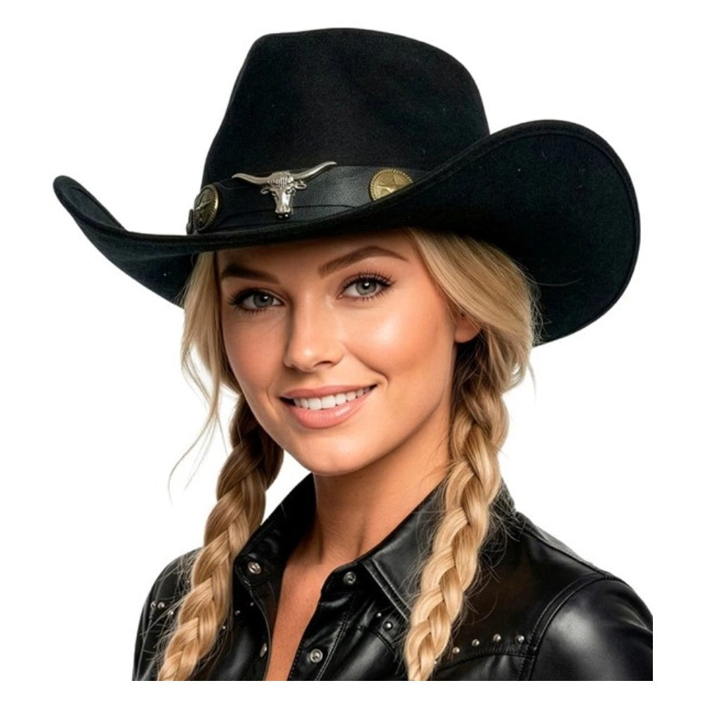 Black Suede Look Cowboy Hat — view 3