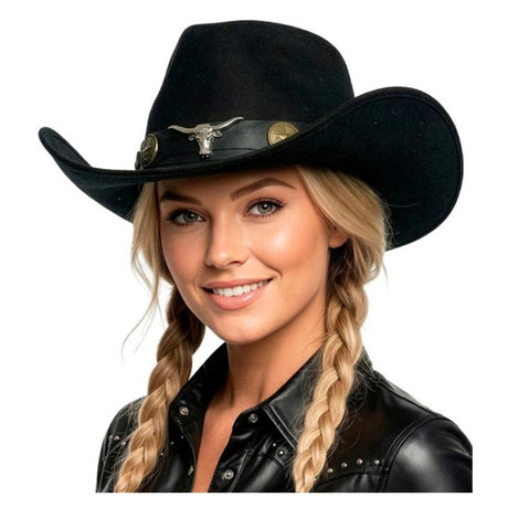 Black Suede Look Cowboy Hat — view 3