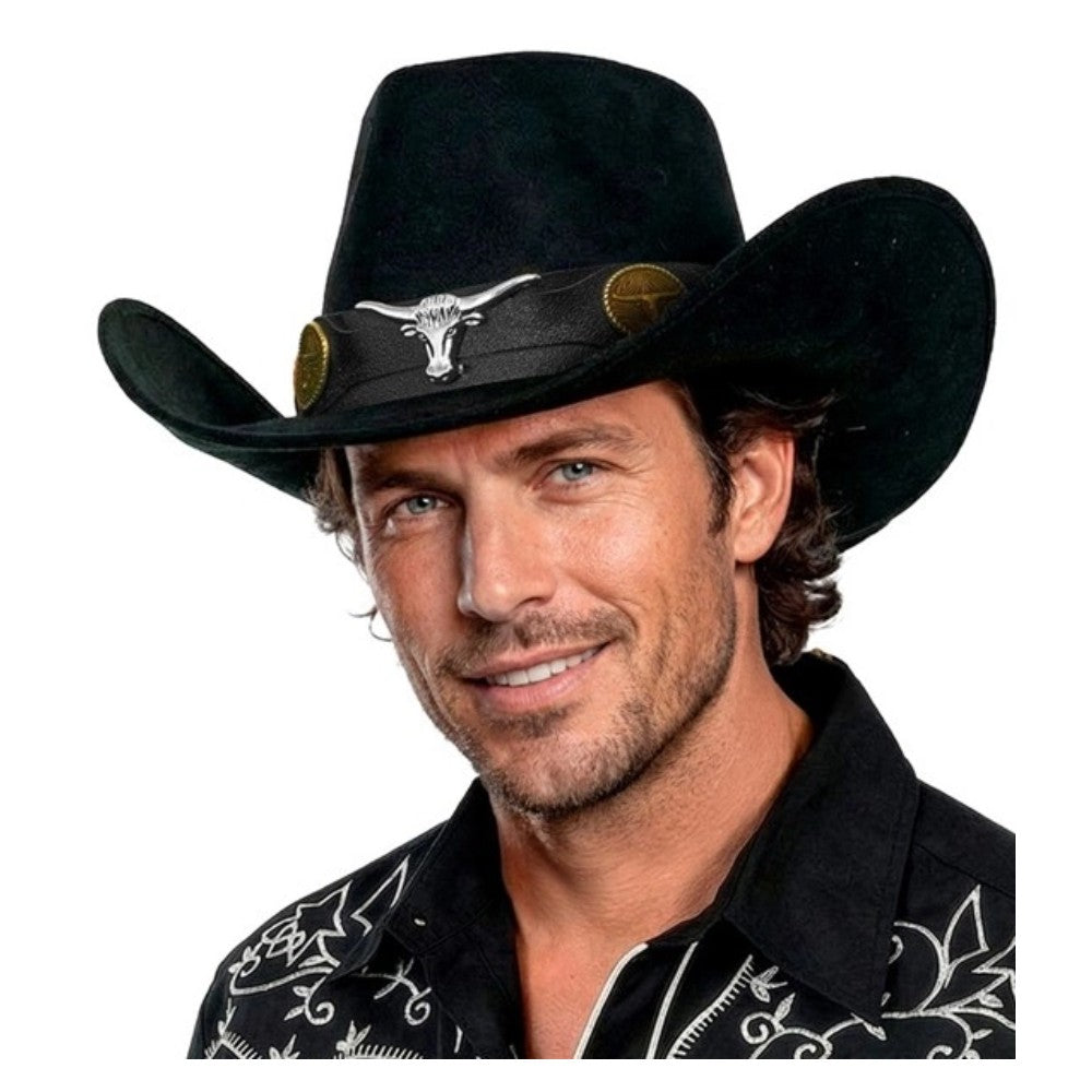 Black Suede Look Cowboy Hat — view 4