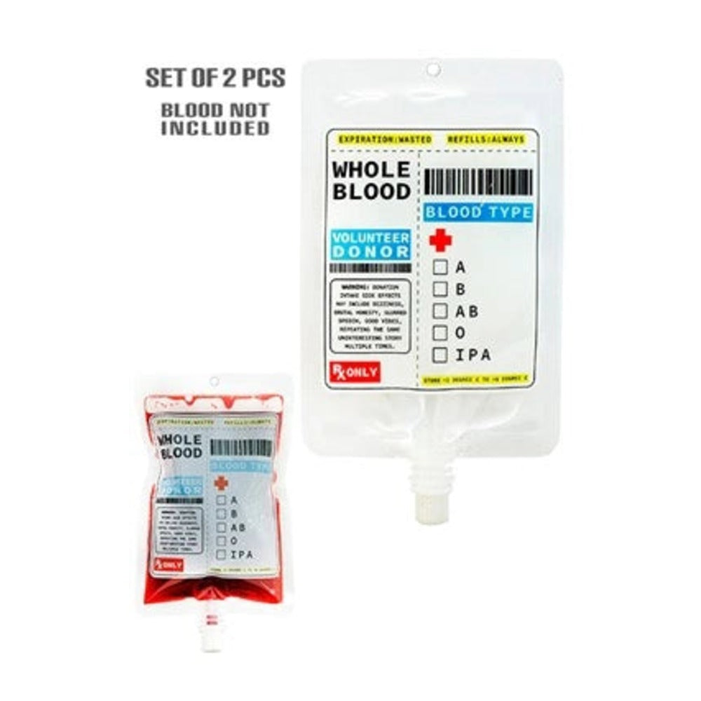 Blood Bag Drinks Pouches (Set of 2) — Halloween special effects make-up for adults