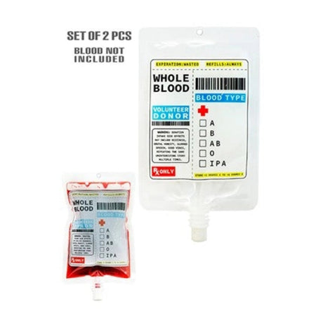 Blood Bag Drinks Pouches (Set of 2) — Halloween special effects make-up for adults