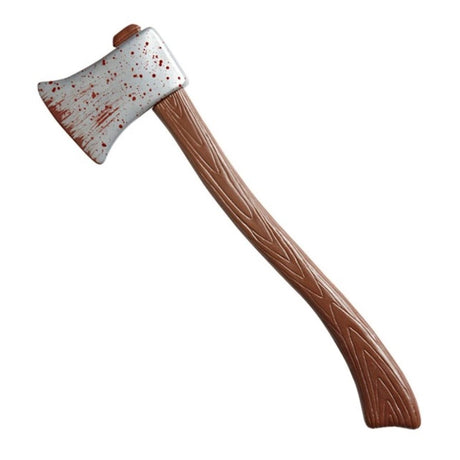 Bloody Axe — A 60cm axe with a brown shaft and a broad silver-effect head marked with dark red blood.