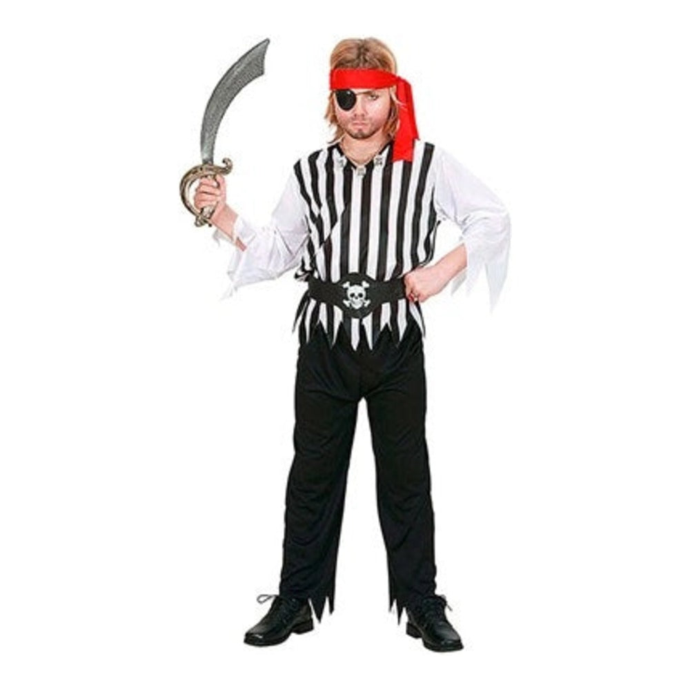 Boys Pirate Costume with striped waistcoat with shirt, trousers and waist sash
