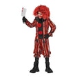 Boys Wicked Clown Costume with striped clown coat, trousers and neck ruff