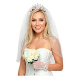 Bridal Veil Tiara with Roses and Diamantes — view 2