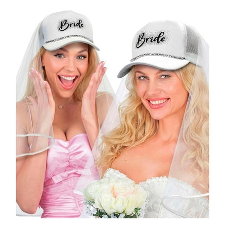 Bride Cap with Veil and Diamantes — view 2