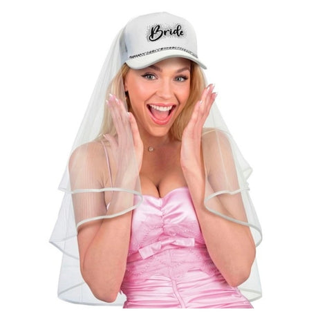Bride Cap with Veil and Diamantes — view 4