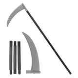 Collapsible Scythe — A 102cm scythe with a black shaft and a curved grey blade, made to come apart for storage.