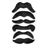 Cowboy Moustache Set — A pack of six stick-on moustaches in synthetic hair, cut in the heavy drooping shape that goes under