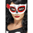 Day of the Dead Sugar Skull Eyemask, White & Red