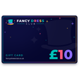Fancy Dress Club £10 gift card, navy and colourful digital gift voucher