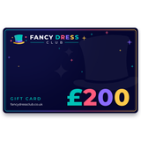 Fancy Dress Club £200 gift card, navy and colourful digital gift voucher