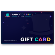 Fancy Dress Club gift card in navy with colourful sparkles, digital gift voucher