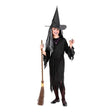 Girls' Classic Black Witch Costume with black dress, waist belt and pointed witch hat