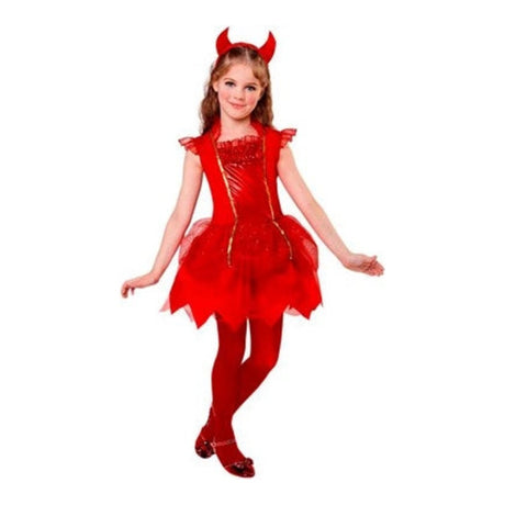 Girls Devil Tutu Costume with red glitter dress with tulle skirt and horns headband