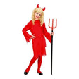 Girls Red Devil Costume with red dress, waist belt and horns headband
