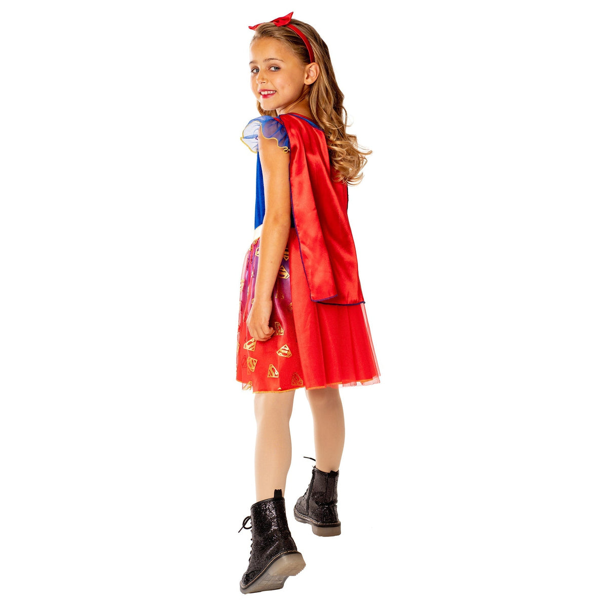 Girls' Supergirl Costume with Cape and Headband – detail view
