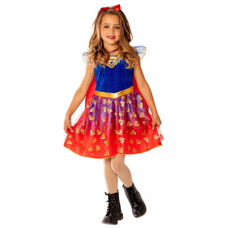 Girls' Supergirl Costume with Cape and Headband – alternative view