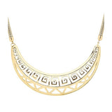 Gold Ancient Egyptian Necklace — A gold-tone metal necklace in the broad ancient style that suits Egyptian, Greek and Roman costumes 