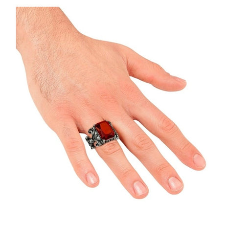 Gothic Vampire Ring with Red Gem — view 2