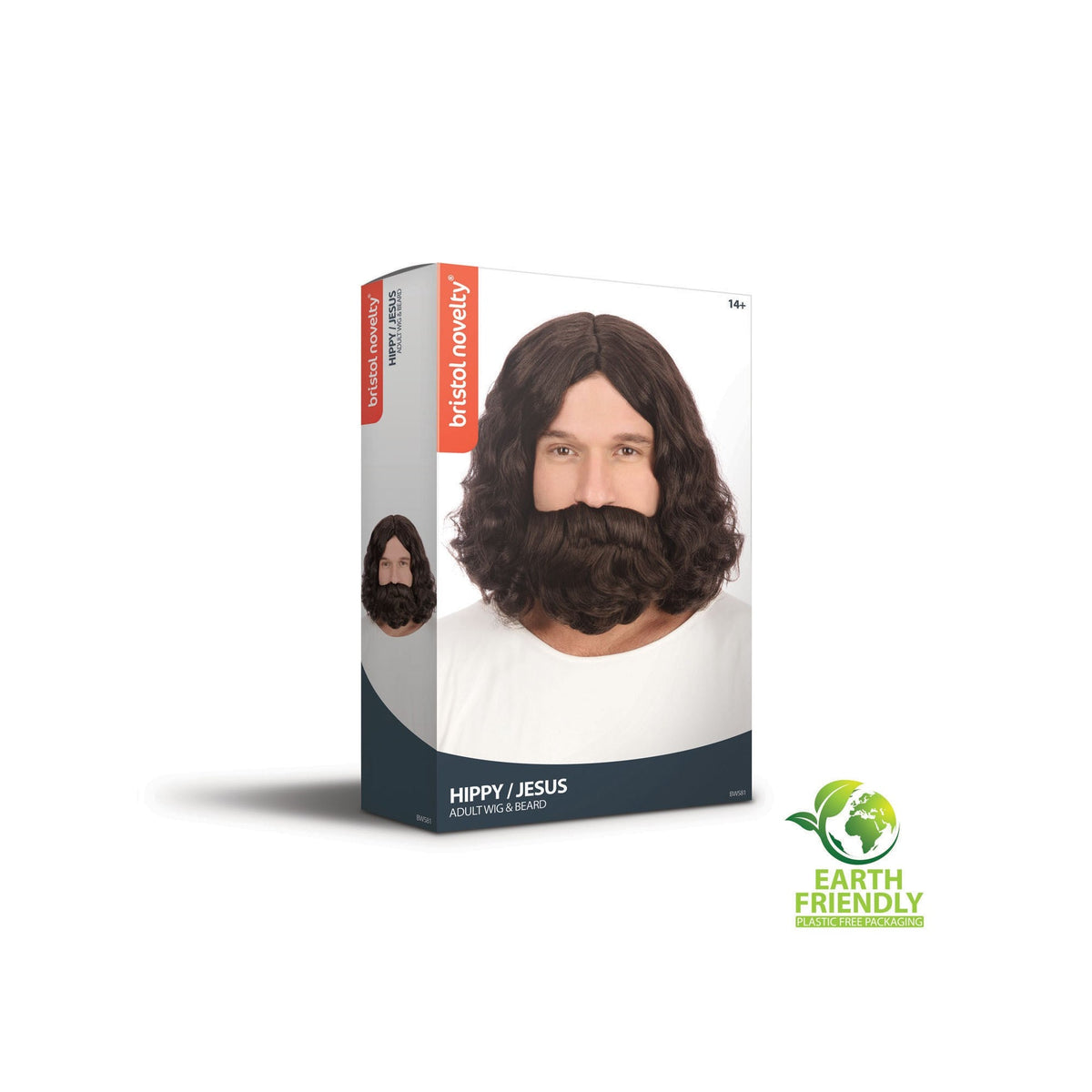 Hippy Wig and Beard Set, Dark Brown, view 2