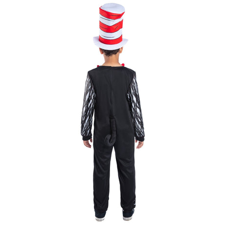 Kids' Dr Seuss Cat in the Hat costume shown from the back