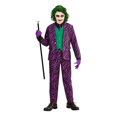 Kids Evil Clown Costume — A sinister clown outfit in red, white and black, with a jacket that has a waistcoat front sewn in an
