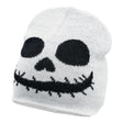 Kids Ghost Beanie Hat — A knitted acrylic beanie in white with a simple black ghost face on the front.