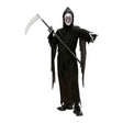 Kids Grim Reaper Costume with black robe, waist belt and hooded skull mask