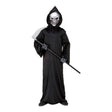 Kids Holographic Reaper Costume with black robe, hooded holographic skull mask and bone gloves