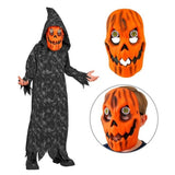 Kids Pumpkin Reaper Costume showing the pumpkin mask in close-up