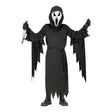Kids Screaming Ghost Costume with black hooded robe, waist belt and ghost mask