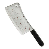 Large Bloody Meat Cleaver — An oversized 44cm cleaver with a broad rectangular silver-effect blade and dark red blood down one s