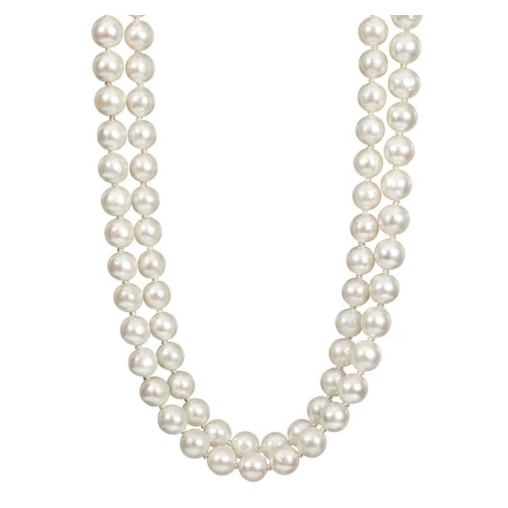 Long Faux Pearl Necklace — A single 70cm strand of ivory faux pearls, long enough to hang loose down the front rather than sit 